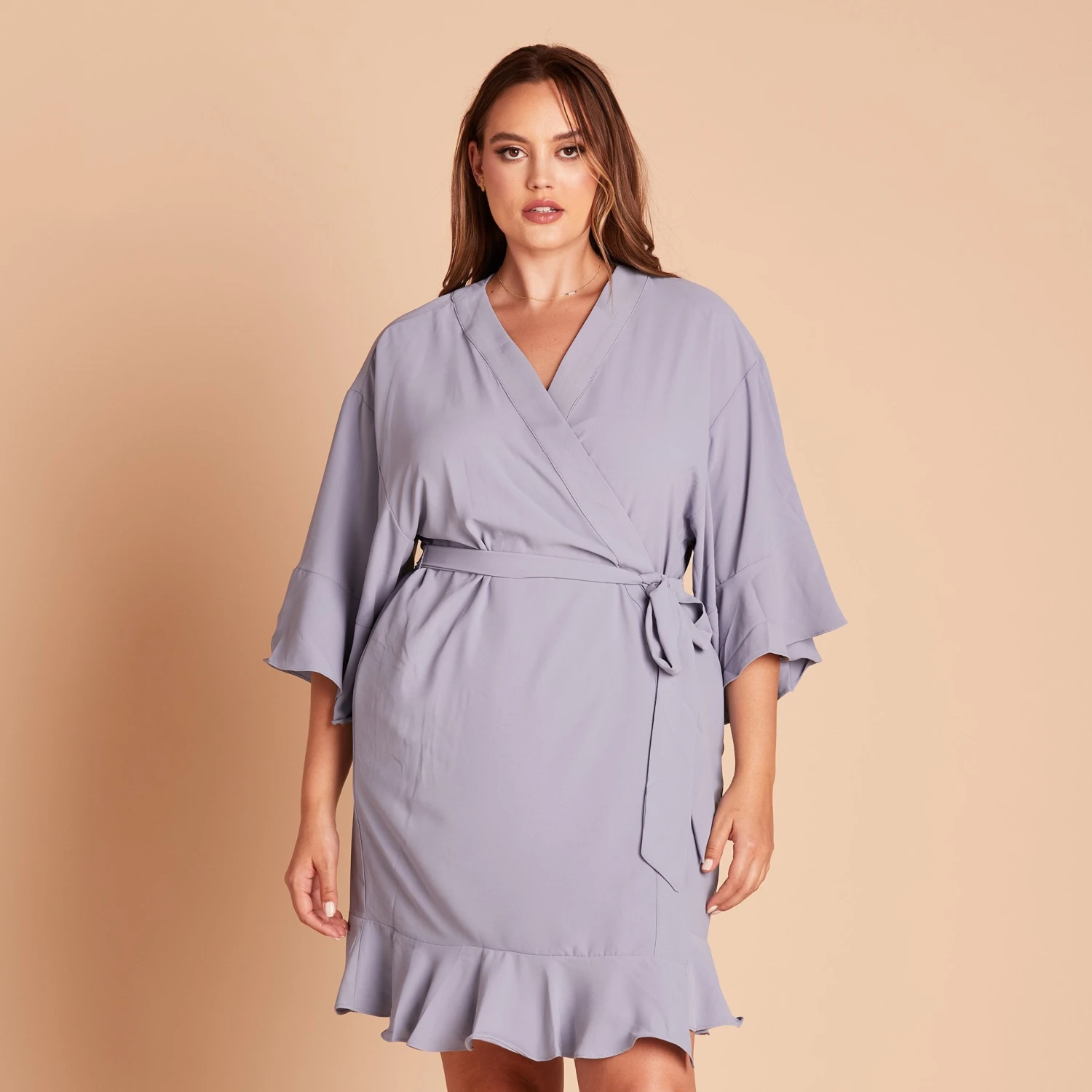 Kenny Ruffle Robe - Dusty Blue 6 Kenny Ruffle Robe - Dusty Blue - Image 4