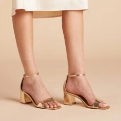 Natalie Chunky Heel - Gold -Wedding Dress Store 12dfb00eb84e98903bd00a5d6766c88f