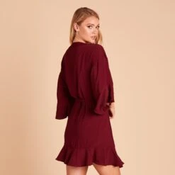 Kenny Ruffle Robe - Cabernet 20 Kenny Ruffle Robe - Cabernet -Wedding Dress Store 13ae49d76d558f0065ebafef5e36b3ad