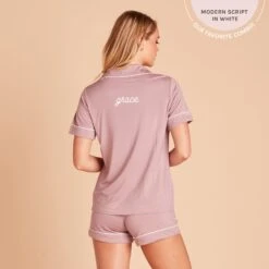 Jonny Pajama Set - Mauve 23 Jonny Pajama Set - Mauve -Wedding Dress Store 2048x2048 PDP Personalized JonnyPJ FAVECOMBO DARKMAUVE STRAIGHT