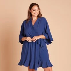 Kenny Ruffle Robe - Slate Blue -Wedding Dress Store 26f41e3c91335f08a0b0f710725a3083