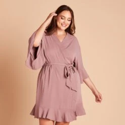 Kenny Ruffle Robe - Dark Mauve -Wedding Dress Store 279b84c6a8e99c3733cef43661d96d0f