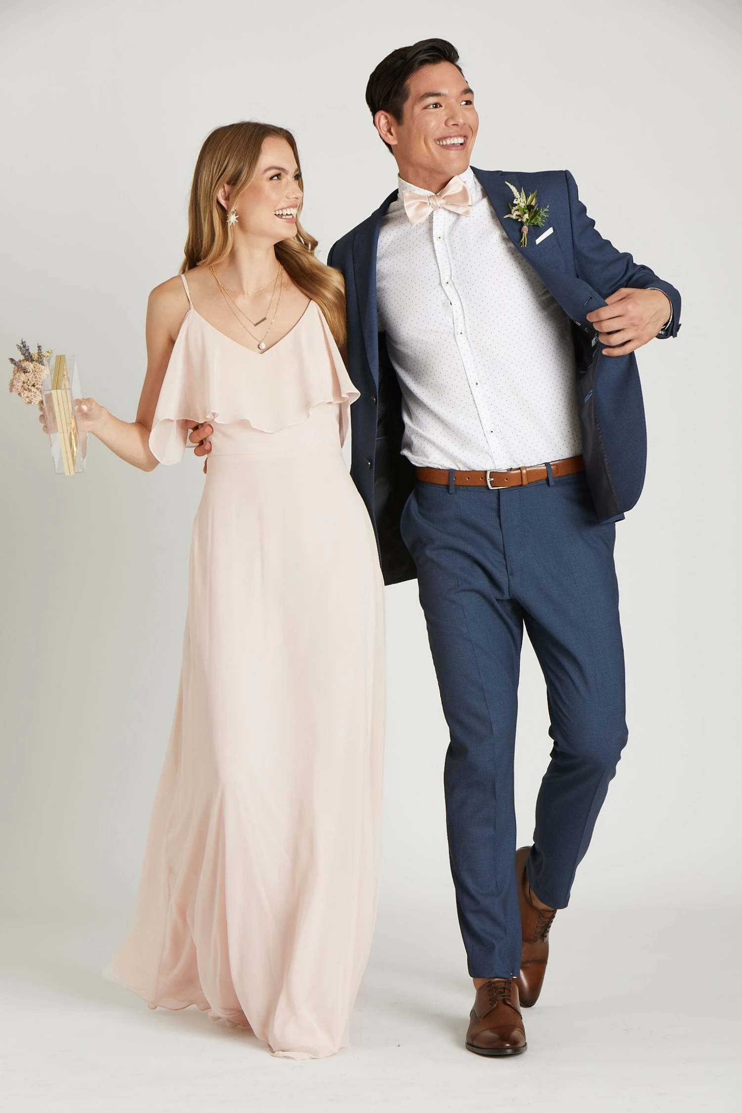 Daniel Bow Tie - Pale Blush Sateen 4 Daniel Bow Tie - Pale Blush Sateen - Image 2