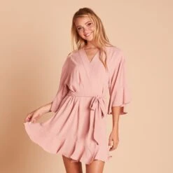 Kenny Ruffle Robe - Dusty Rose -Wedding Dress Store 566061326cf186172c825ed20e3f6951