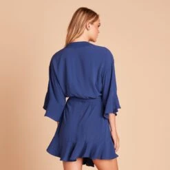 Kenny Ruffle Robe - Slate Blue -Wedding Dress Store 6704732cf08d570bb620a4a5ab4cd988