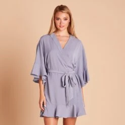Kenny Ruffle Robe - Dusty Blue 17 Kenny Ruffle Robe - Dusty Blue -Wedding Dress Store 6c8b6de891efedf54054adccd2c0164b