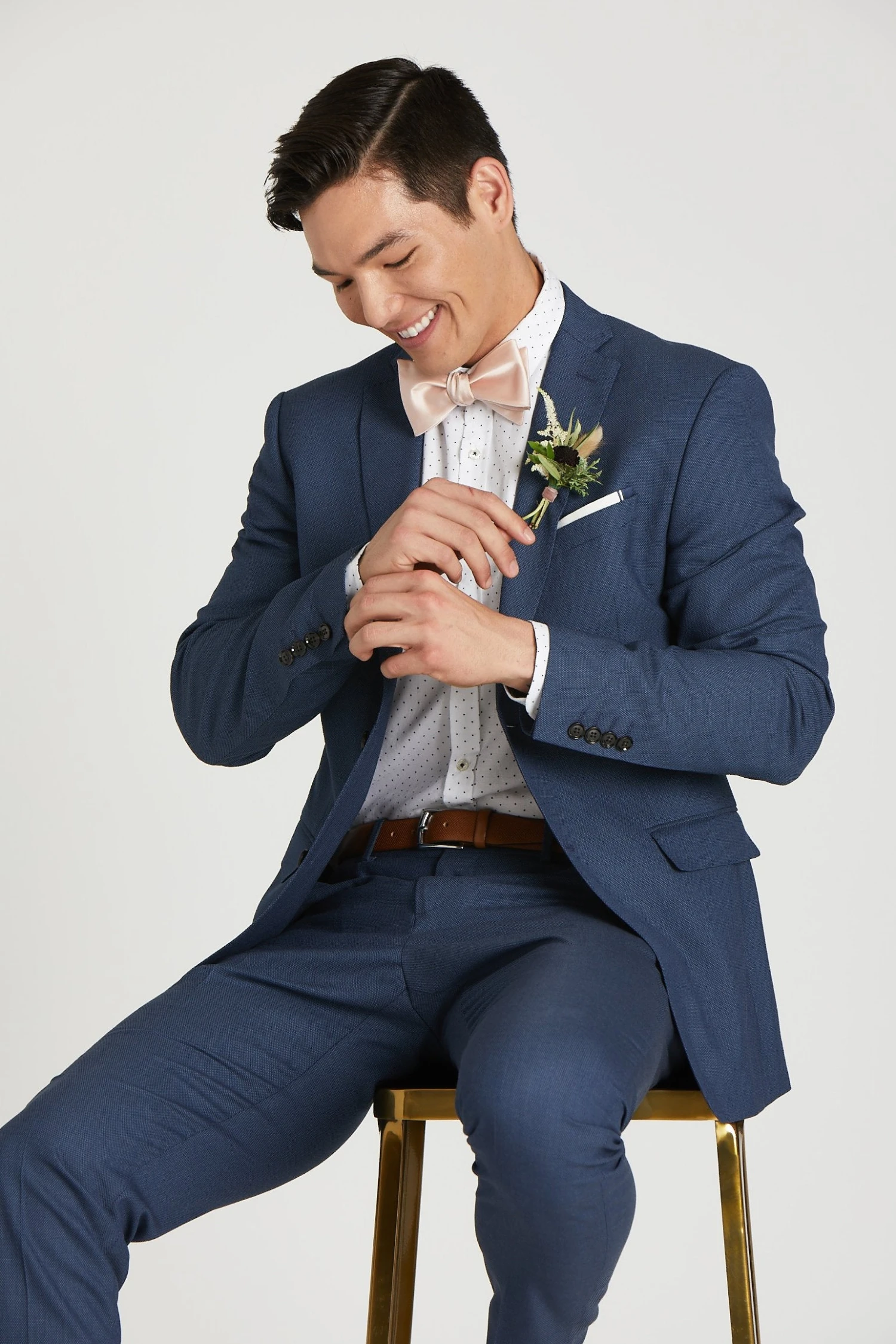 Daniel Bow Tie - Pale Blush Sateen 5 Daniel Bow Tie - Pale Blush Sateen - Image 3