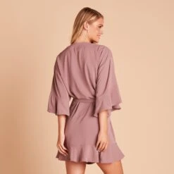 Kenny Ruffle Robe - Dark Mauve -Wedding Dress Store 76f389d0a1adea93589d028d95cbd4da