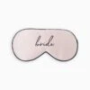Silk Bride Sleep Mask - Script Black 2 Silk Bride Sleep Mask - Script Black -Wedding Dress Store BG Sleepmask BRIDEscript Pink with black piping