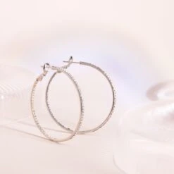 Large Lansing Pave Hoops - Silver