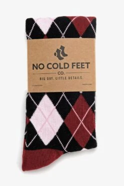 Argyle Groomsmen Socks By No Cold Feet - Red -Wedding Dress Store BIRDY GREY NO COLD FEET SOCKS BLACK PINK RED ARGYLE 03
