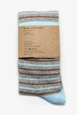 Striped Groomsmen Socks By No Cold Feet - Light Blue -Wedding Dress Store BIRDY GREY NO COLD FEET SOCKS BLUE BROWN GREY STRIPED 04
