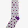 Polka Dot Groomsmen Socks By No Cold Feet - Purple -Wedding Dress Store BIRDY GREY NO COLD FEET SOCKS GREY PURPLE POLKA DOTS 01
