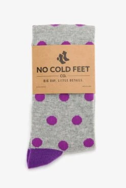 Polka Dot Groomsmen Socks By No Cold Feet - Purple 7 Polka Dot Groomsmen Socks By No Cold Feet - Purple -Wedding Dress Store BIRDY GREY NO COLD FEET SOCKS GREY PURPLE POLKA DOTS 03