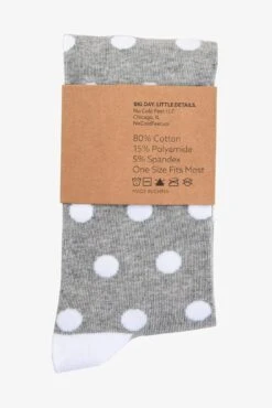Polka Dot Groomsmen Socks By No Cold Feet - Grey -Wedding Dress Store BIRDY GREY NO COLD FEET SOCKS GREY WHITE POLKA DOTS 03
