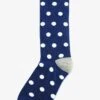 Polka Dot Groomsmen Socks By No Cold Feet - Blue -Wedding Dress Store BIRDY GREY NO COLD FEET SOCKS NAVY BLUE WHITE POLKA DOTS 01