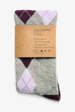 Argyle Groomsmen Socks By No Cold Feet - Purple -Wedding Dress Store BIRDY GREY NO COLD FEET SOCKS PURPLE GREY ARGYLE 04