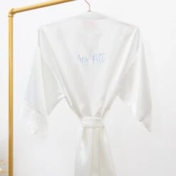 Claudine Lace Robe - White -Wedding Dress Store BIRDYGREY SILKROBES1276.RT