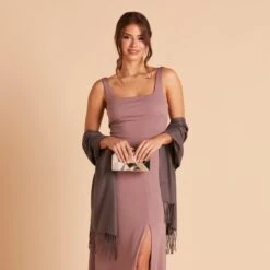 Shawl With Fringe - Dark Grey