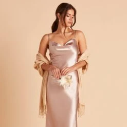 Shawl With Fringe - Beige -Wedding Dress Store BIRDY GREY CASHMERE SHAWL NUDE 03