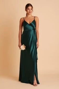 Cindy Shiny Satin Dress - Emerald -Wedding Dress Store BIRDY GREY CINDY SATIN BRIDESMAID DRESS EMERALD 02