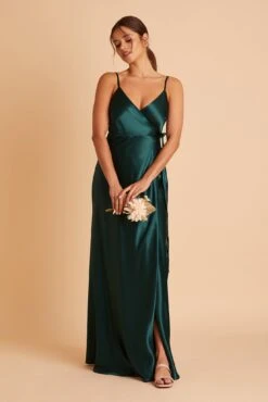 Cindy Shiny Satin Dress - Emerald -Wedding Dress Store BIRDY GREY CINDY SATIN BRIDESMAID DRESS EMERALD 03