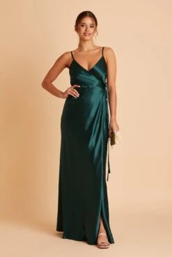 Cindy Shiny Satin Dress - Emerald -Wedding Dress Store BIRDY GREY CINDY SATIN BRIDESMAID DRESS EMERALD 04