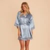 Claudine Lace Robe - Dusty Blue 1 Claudine Lace Robe - Dusty Blue -Wedding Dress Store BIRDY GREY CLAUDINE SATIN LACE BRIDESMAID ROBE DUSTY BLUE 04