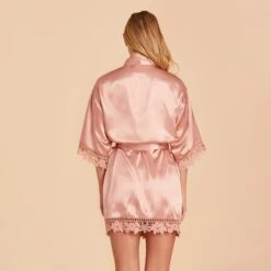 Claudine Lace Robe - Dusty Rose -Wedding Dress Store BIRDY GREY CLAUDINE SATIN LACE BRIDESMAID ROBE DUSTY ROSE 04