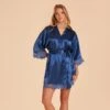 Claudine Lace Robe - Slate Blue -Wedding Dress Store BIRDY GREY CLAUDINE SATIN LACE BRIDESMAID ROBE SLATE BLUE 01