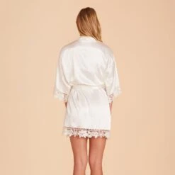 Claudine Lace Robe - White -Wedding Dress Store BIRDY GREY CLAUDINE SATIN LACE BRIDESMAID ROBE WHITE 04