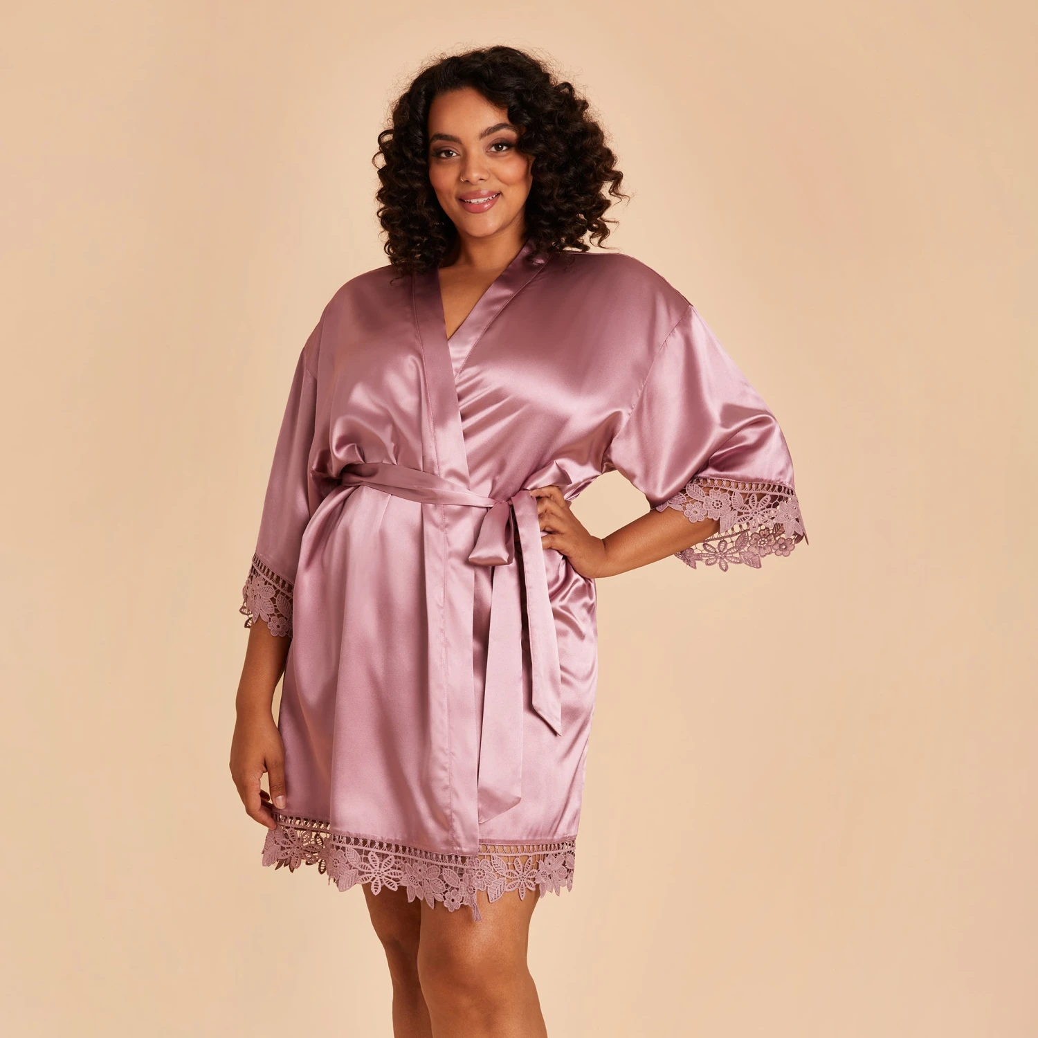 Claudine Lace Robe - Dark Mauve