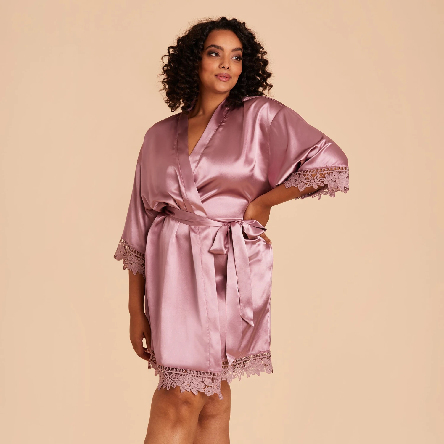 Claudine Lace Robe - Dark Mauve - Image 4