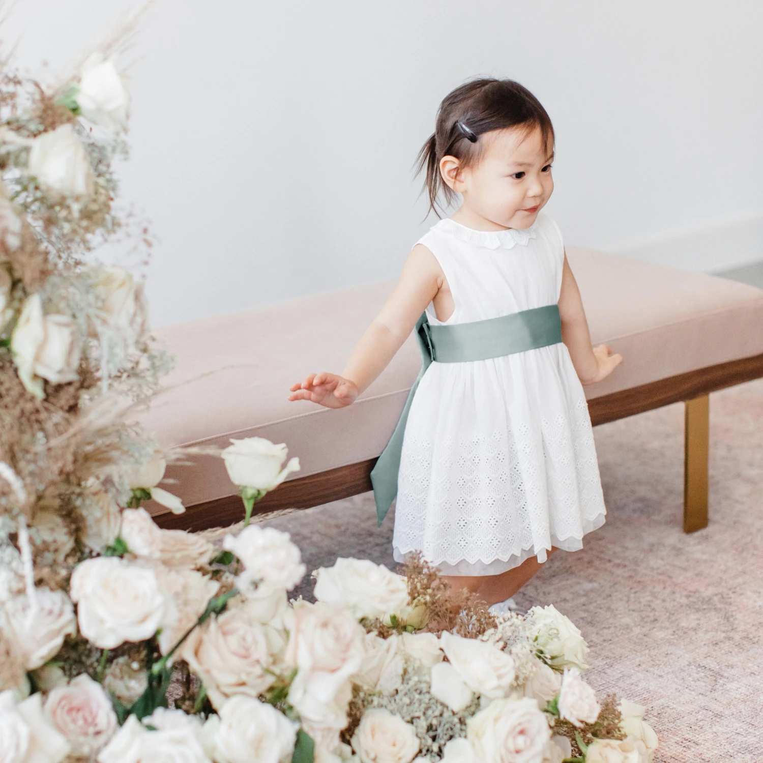 Liz Flower Girl Sash - Sheen Sea Glass 6 Liz Flower Girl Sash - Sheen Sea Glass - Image 4