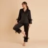 Feathered Pajama Set - Black -Wedding Dress Store BIRDY GREY FEATHERED PJ SET BLACK 02