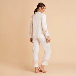 Feathered Pajama Set - White -Wedding Dress Store BIRDY GREY FEATHERED PJ SET WHITE 04