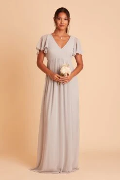 Hannah Empire Dress - Dove Gray 16 Hannah Empire Dress - Dove Gray -Wedding Dress Store BIRDY GREY HANNAH MATERNITY BRIDESMAID DRESS DOVE GRAY 01