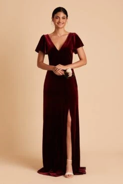 Hannah Velvet Dress - Cabernet -Wedding Dress Store BIRDY GREY HANNAH VELVET BRIDESMAID DRESS CABERNET 02