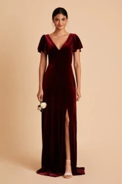 Hannah Velvet Dress - Cabernet -Wedding Dress Store BIRDY GREY HANNAH VELVET BRIDESMAID DRESS CABERNET 03