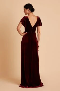 Hannah Velvet Dress - Cabernet -Wedding Dress Store BIRDY GREY HANNAH VELVET BRIDESMAID DRESS CABERNET 05