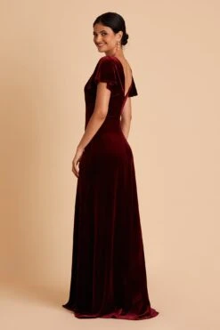 Hannah Velvet Dress - Cabernet -Wedding Dress Store BIRDY GREY HANNAH VELVET BRIDESMAID DRESS CABERNET 06