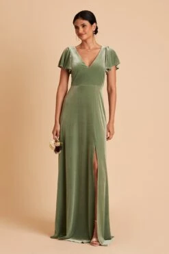 Hannah Velvet Dress - Dark Sage 18 Hannah Velvet Dress - Dark Sage -Wedding Dress Store BIRDY GREY HANNAH VELVET BRIDESMAID DRESS DARK SAGE 03