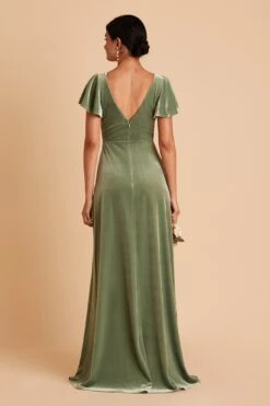 Hannah Velvet Dress - Dark Sage 20 Hannah Velvet Dress - Dark Sage -Wedding Dress Store BIRDY GREY HANNAH VELVET BRIDESMAID DRESS DARK SAGE 05