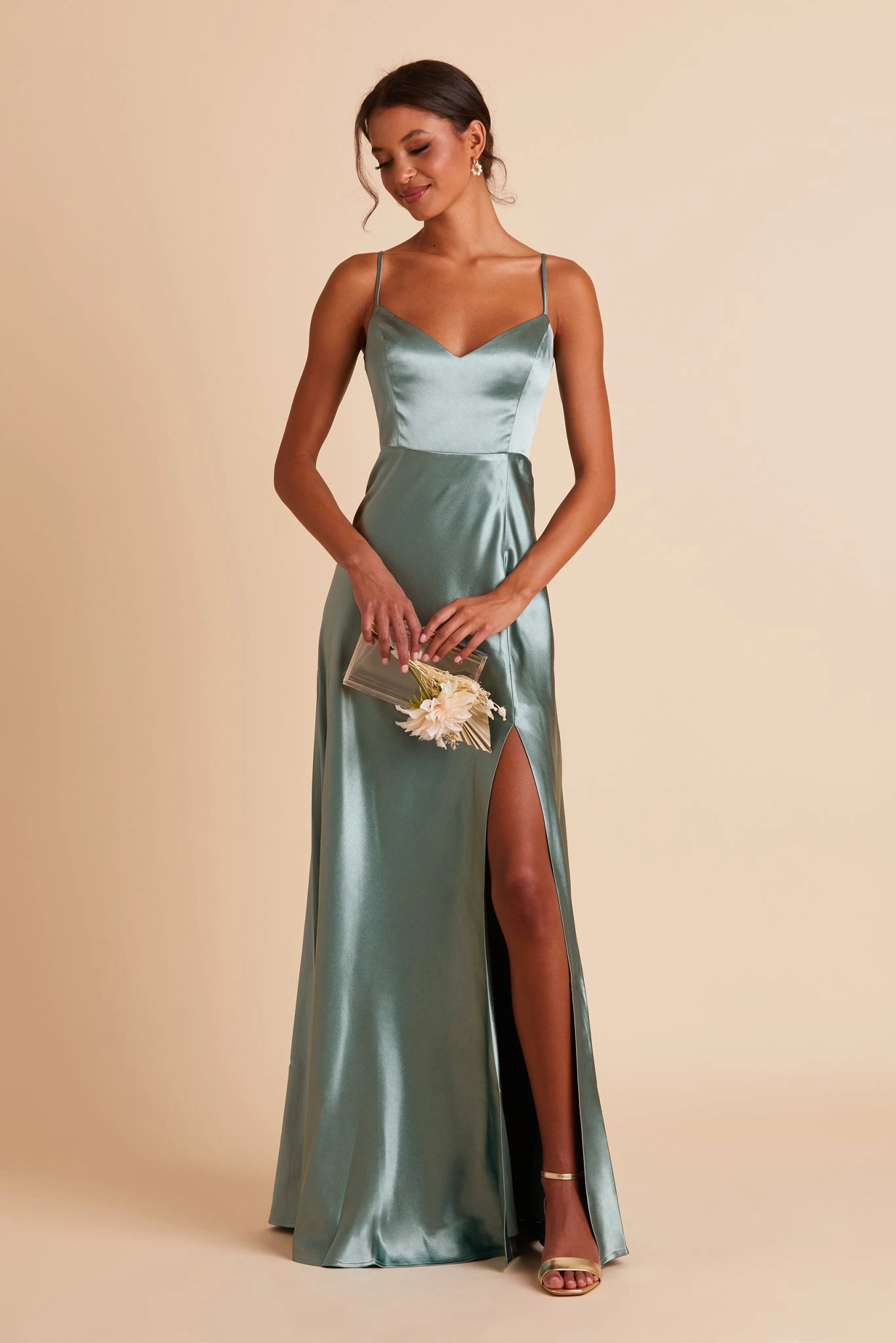 Jay Shiny Satin Dress - Sea Glass 8 Jay Shiny Satin Dress - Sea Glass - Image 6