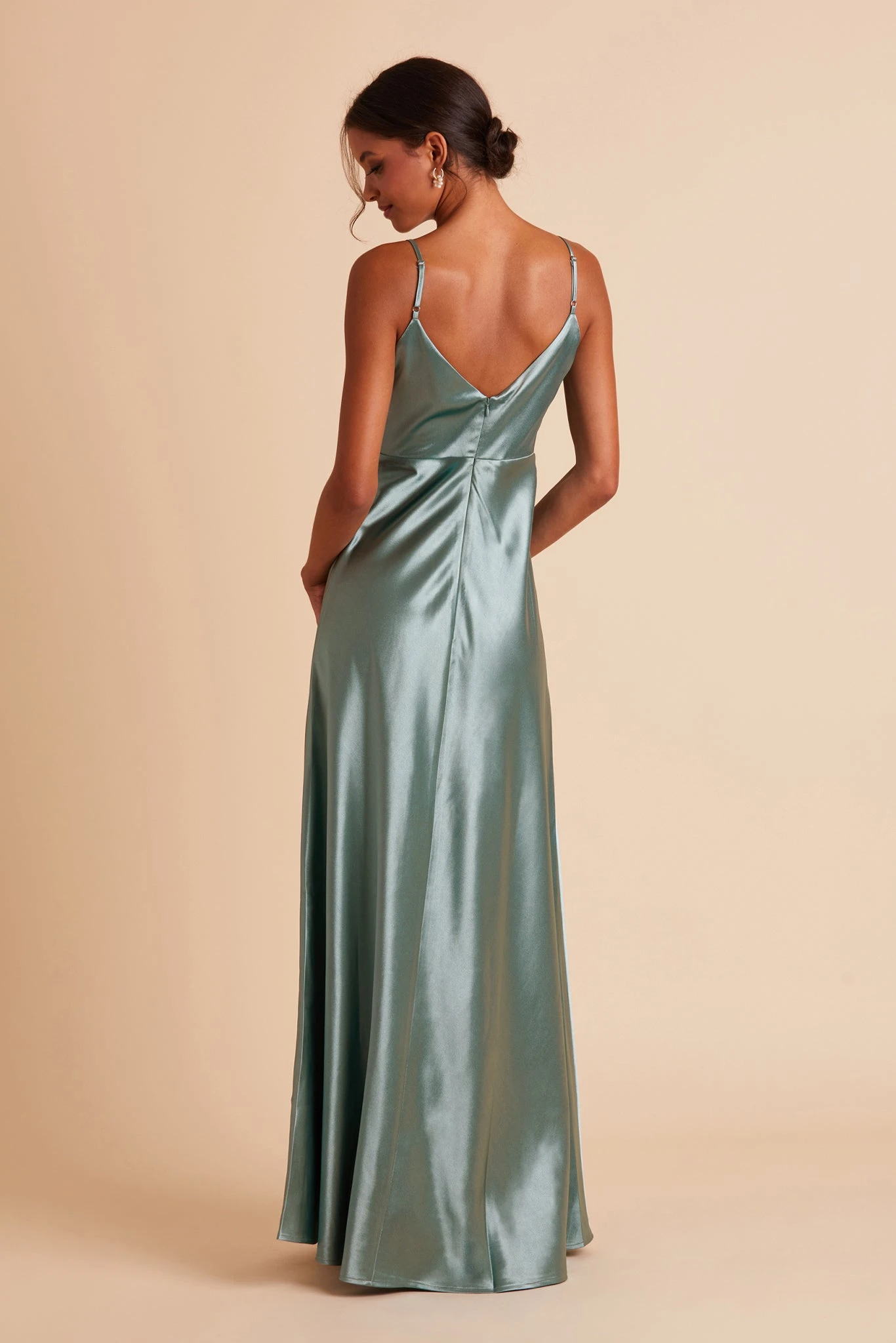 Jay Shiny Satin Dress - Sea Glass 10 Jay Shiny Satin Dress - Sea Glass - Image 8