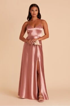 Jay Shiny Satin Dress - Desert Rose -Wedding Dress Store BIRDY GREY JAY SATIN BRIDESMAID DRESS DESERT ROSE 03