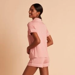 Jonny Pajama Set - Dusty Rose 13 Jonny Pajama Set - Dusty Rose -Wedding Dress Store BIRDY GREY JONNY PIPED PJ SET DUSTY ROSE 05