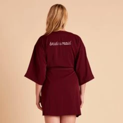 Karen Robe - Cabernet 12 Karen Robe - Cabernet -Wedding Dress Store BIRDY GREY KAREN BRIDESMAID KIMONO ROBE CABERNET 07 PERSONALIZATION 02