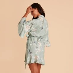 Kenny Floral Ruffle Robe - Sage Bouquet Floral 10 Kenny Floral Ruffle Robe - Sage Bouquet Floral -Wedding Dress Store BIRDY GREY KENNY FLORAL BRIDESMAID RUFFLE ROBE SAGE BOUQUET 02