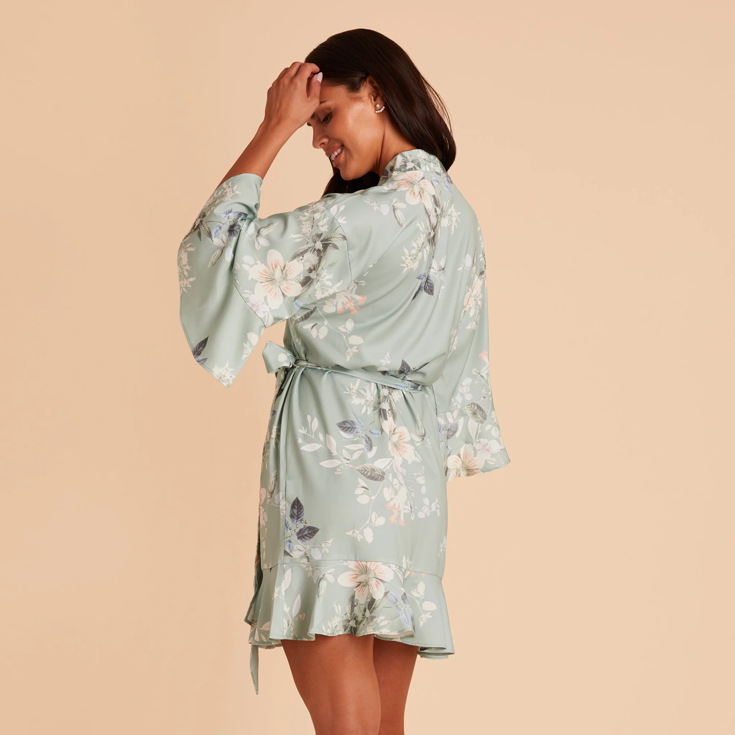Kenny Floral Ruffle Robe - Sage Bouquet Floral 6 Kenny Floral Ruffle Robe - Sage Bouquet Floral - Image 4